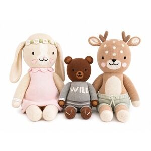 Cuddle + Kind Dolls Lot Bunny Deer Bear Hand Knit Plush Woodland Toy 20" & 13"